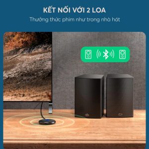 Bộ thu phát Bluetooth 5.0 UGREEN CM108 - Hỗ trợ âm thanh aptX,  kèm cổng kết nối audio 3.5mm - Hoạt động 12 giờ liên tục
