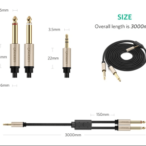 Cáp chia 1 đầu 3.5mm sang 2 đầu 6.5mm UGREEN AV126