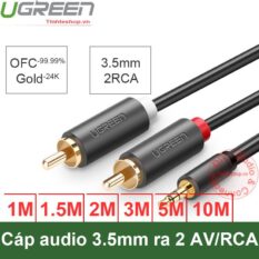 Cáp âm thanh 3.5mm ra 2 hoa sen 2Rca, dài 0.5m Ugreen AV102 AV102 40423