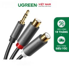 Cáp âm thanh chuyển jack 3.5mm sang 2 đầu hoa sen RCA dài 20CM UGREEN AV109 10547 (màu đen)