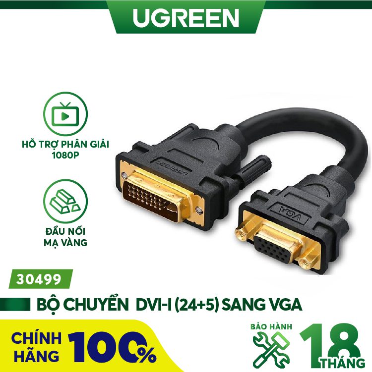 Cáp chuyển đổi DVI-I (24+5) sang VGA dài 15cm UGREEN 30499 – Ugreen Việt Nam