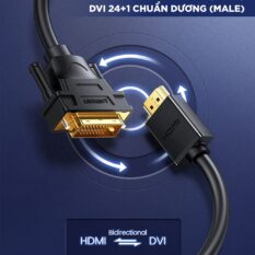 Cáp chuyển đổi HDMI sang DVI-D 24+1 dây tròn và dây dẹt dài 1-15M UGREEN HD106