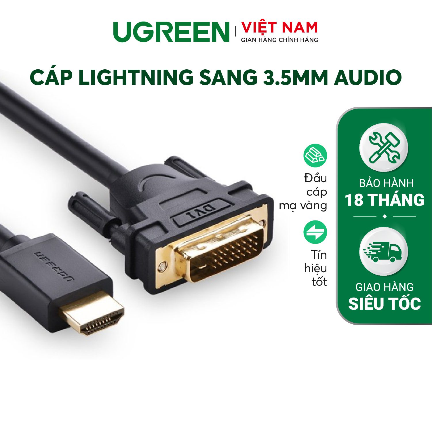 Cáp chuyển đổi HDMI sang DVI-D 24+1 dây tròn và dây dẹt dài 1-15M UGREEN HD106 – Ugreen Việt Nam
