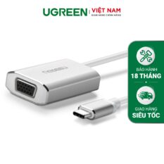 Cáp chuyển đổi Type C sang VGA UGREEN CM114 Hỗ trợ độ phân giải 1920x1080P/60Hz - Lõi đồng nguyên chất, truyền tải tín hiệu ổn định