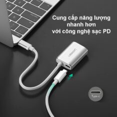 Cáp chuyển đổi Type C sang VGA UGREEN CM114 Hỗ trợ độ phân giải 1920x1080P/60Hz - Lõi đồng nguyên chất, truyền tải tín hiệu ổn định