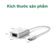 Cáp chuyển đổi Type C sang VGA UGREEN CM114 Hỗ trợ độ phân giải 1920x1080P/60Hz - Lõi đồng nguyên chất, truyền tải tín hiệu ổn định