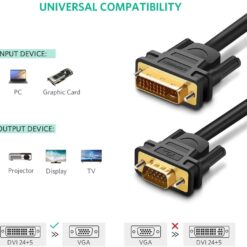 Cáp chuyển DVI-I (24+5) sang cổng VGA dài từ 1-5m UGREEN DV102