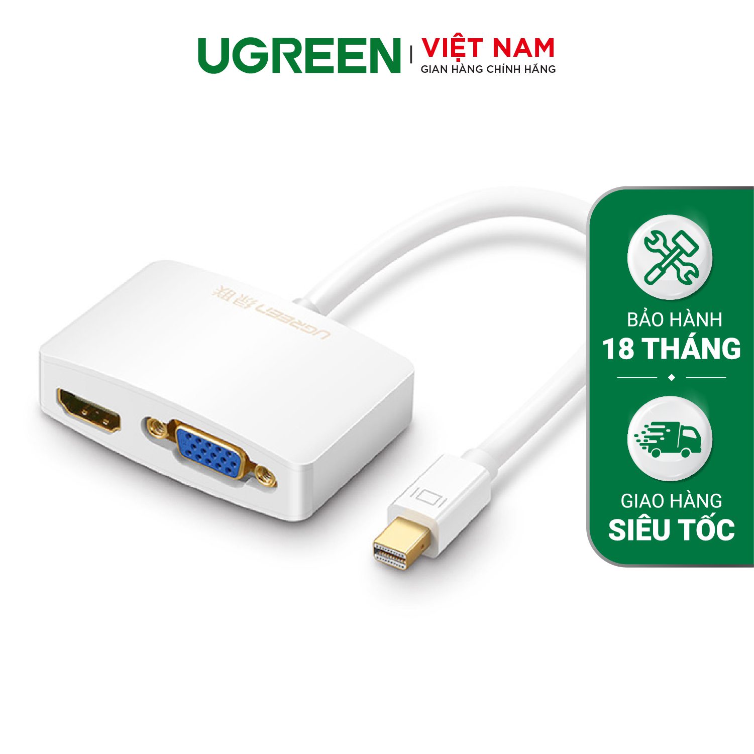 Cáp chuyển mini DP sang HDMI và VGA dài 15CM UGREEN MD108 – Ugreen Việt Nam