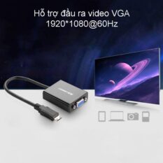 Cáp chuyển Mini HDMI sang VGA + Audio 3.5mm UGREEN MM112 - Hỗ trợ phân giải 1920*1080@60Hz - Bảo hành 18 tháng