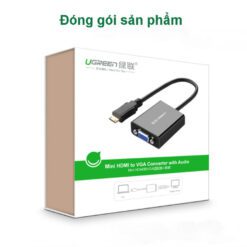 Cáp chuyển Mini HDMI sang VGA + Audio 3.5mm UGREEN MM112 - Hỗ trợ phân giải 1920*1080@60Hz - Bảo hành 18 tháng