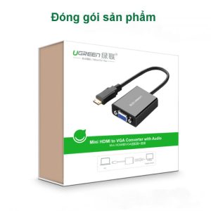 Cáp chuyển Mini HDMI sang VGA + Audio 3.5mm UGREEN MM112 - Hỗ trợ phân giải 1920*1080@60Hz - Bảo hành 18 tháng