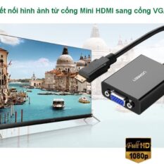 Cáp chuyển Mini HDMI sang VGA + Audio 3.5mm UGREEN MM112 - Hỗ trợ phân giải 1920*1080@60Hz - Bảo hành 18 tháng