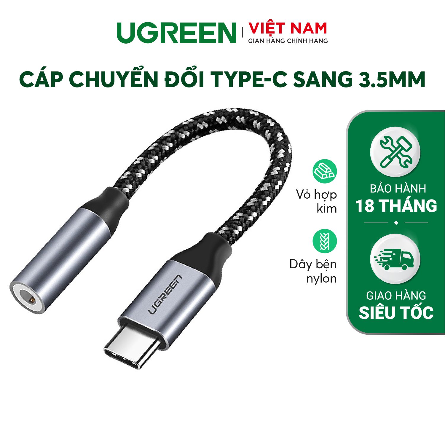 Cáp chuyển Type C sang 3.5mm UGREEN AV142 Không chip DAC – Ugreen Việt Nam