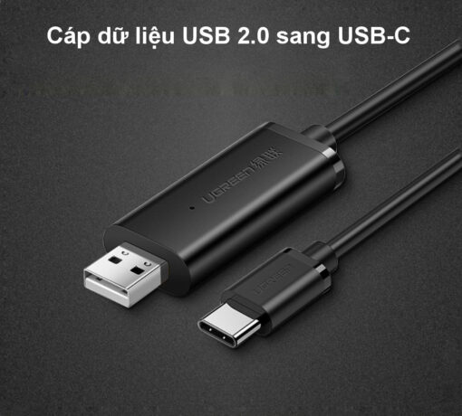 Cáp dữ liệu USB 2.0 sang Type C UGREEN US318 - Tích hợp chipset được đặt ở đầu cắm - Lõi đồng nguyên chất, vỏ bọc PVC