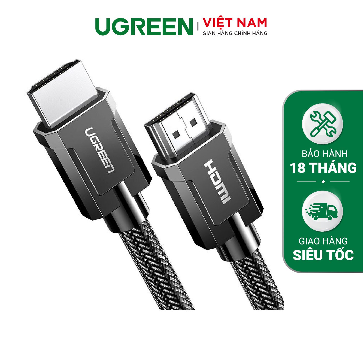 Cáp HDMI 2.0 UGREEN HD136 - Hỗ trợ phân giải 4K@60Hz, âm thanh HD Dolby Digital 7.1- Đầu tiếp xúc mạ Niken, lõi đồng nguyên chất – Ugreen Việt Nam