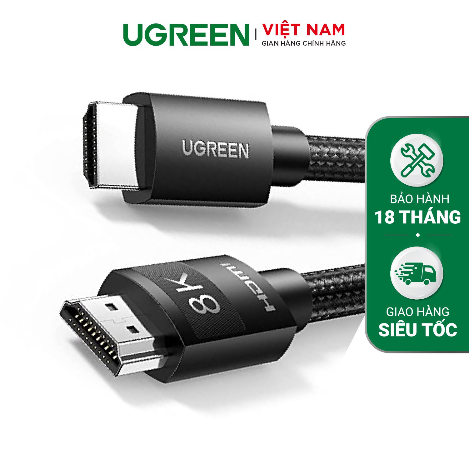 Cáp HDMI UGREEN 40179 Full HD 8K (7680*4320@60Hz) hỗ trợ eARC - Hàng chính hãng – Ugreen Việt Nam