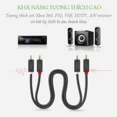 Cáp hoa sen UGREEN AV104 - 2 đầu hoa sen 2RCA đực sang 2RCA đực chuyển tín hiệu âm thanh từ Tivi DVD CD player... ra Loa Amplifier