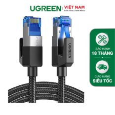 Cáp mạng Cat8 UGREEN NW153 - Hỗ trợ chuẩn BASE-T 40Gbps - Đầu đúc sẵn, vỏ bện nylon