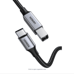 Cáp máy in Type-C sang USB B UGREEN US370 - Tốc độ truyền tải 480Mbps - Lõi đồng nguyên chất, 3 lớp bảo vệ chống nhiễu