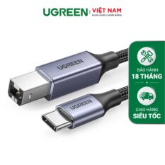 Cáp máy in Type-C sang USB B UGREEN US370 - Tốc độ truyền tải 480Mbps - Lõi đồng nguyên chất, 3 lớp bảo vệ chống nhiễu