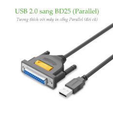 Cáp máy in UGREEN US167 Cổng USB 2.0 sang cổng BD25 Parallel (hỗ trợ đời máy in cũ) - Truyền tải dữ liệu nhanh và ổn định