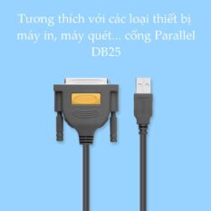 Cáp máy in UGREEN US167 Cổng USB 2.0 sang cổng BD25 Parallel (hỗ trợ đời máy in cũ) - Truyền tải dữ liệu nhanh và ổn định