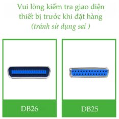 Cáp máy in UGREEN US167 Cổng USB 2.0 sang cổng BD25 Parallel (hỗ trợ đời máy in cũ) - Truyền tải dữ liệu nhanh và ổn định