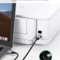 Cáp máy in USB A sang USB B UGREEN US369 - Tốc độ truyền tải 480Mbps - Sử dụng rộng rãi cho máy Fax máy in…