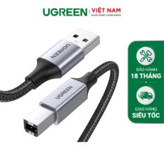 Cáp máy in USB A sang USB B UGREEN US369 - Tốc độ truyền tải 480Mbps - Sử dụng rộng rãi cho máy Fax máy in…