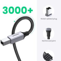 Cáp máy in USB A sang USB B UGREEN US369 - Tốc độ truyền tải 480Mbps - Sử dụng rộng rãi cho máy Fax máy in…