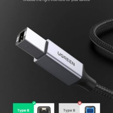 Cáp máy in USB A sang USB B UGREEN US369 - Tốc độ truyền tải 480Mbps - Sử dụng rộng rãi cho máy Fax máy in…