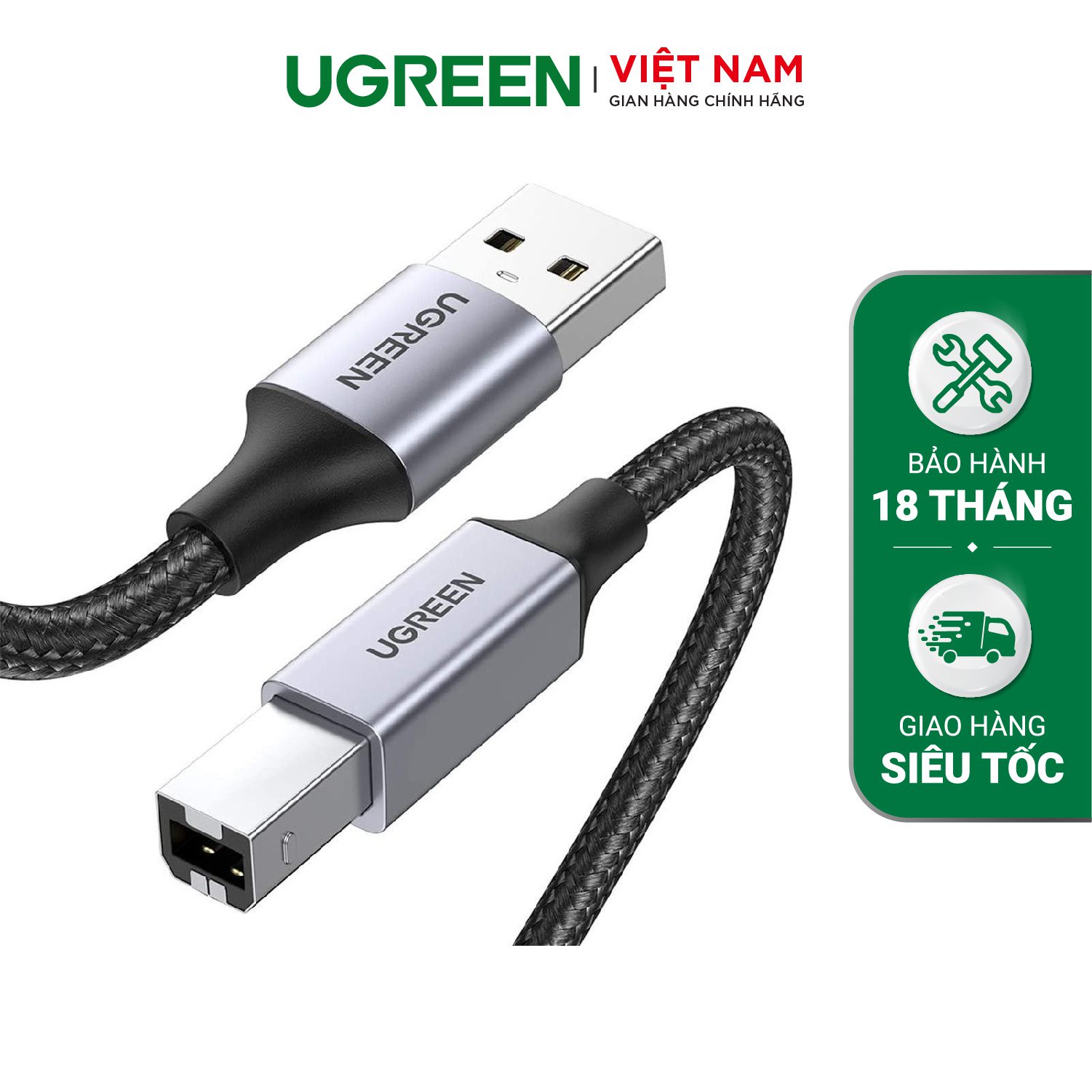 Cáp máy in USB A sang USB B UGREEN US369 - Tốc độ truyền tải 480Mbps - Sử dụng rộng rãi cho máy Fax máy in… – Ugreen Việt Nam