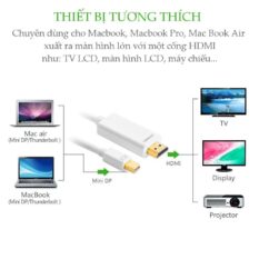 Cáp Mini DisplayPort (Thunderbolt) sang HDMI UGREEN MD101 Hỗ trợ độ phân giải 2k*4K@ dài 1.5m