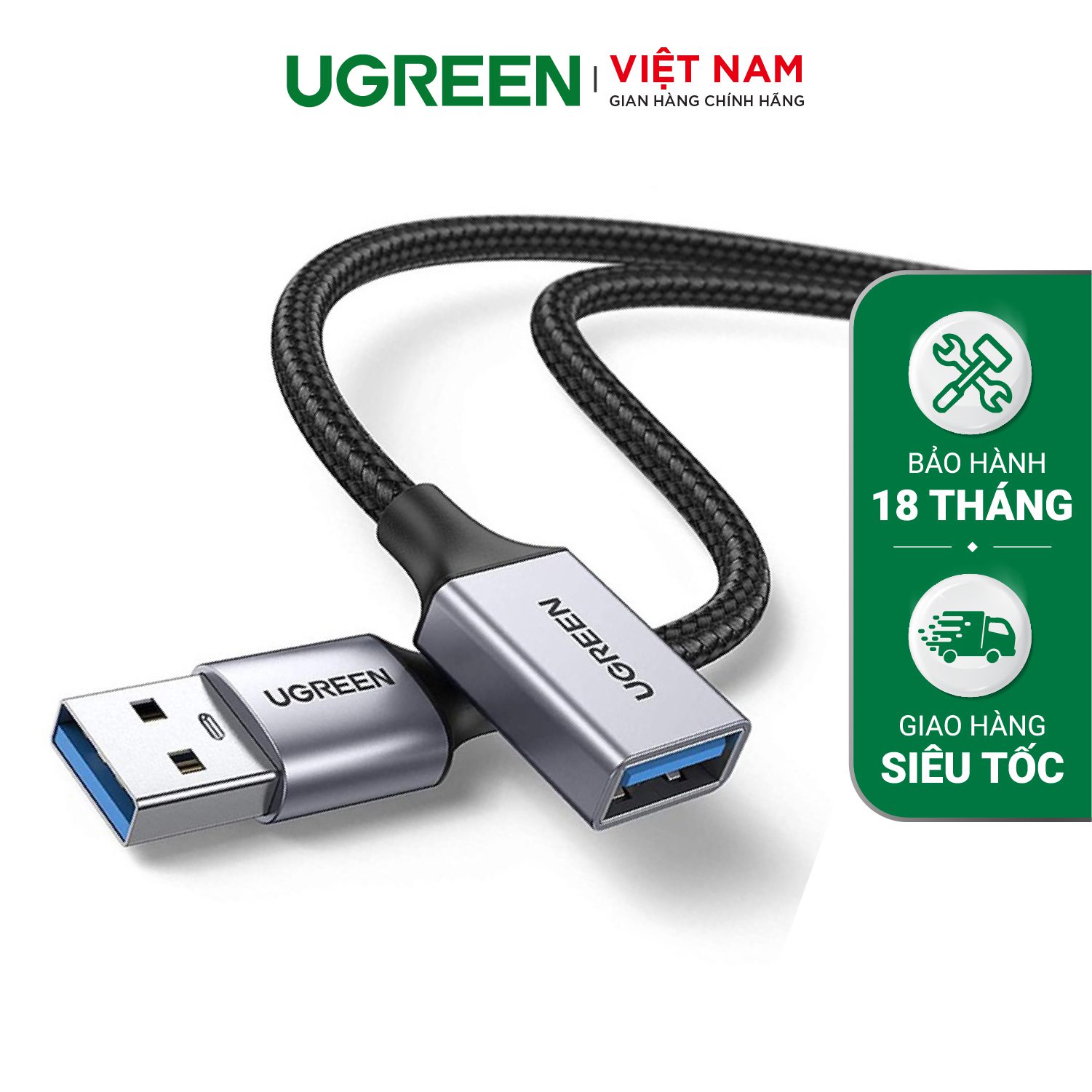 Cáp nối dài USB 3.0 UGREEN US115 - Tốc độ truyền 5Gbps - Dây bện nylon chắc chắn độ dài từ 0.5-2m - Hãng phân phối chính hãng - Bảo hành 18 tháng – Ugreen Việt Nam