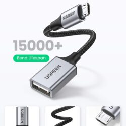 Cáp OTG UGREEN 30895 Chuyển USB2.0 sang Micro USB 2.0 - Dây bện nylon chắc chắn