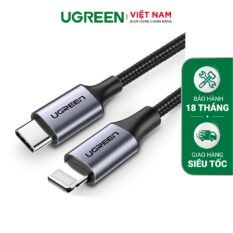 Cáp sạc nhanh iPhone UGREEN US304 - Sạc nhanh PD100W, đạt chuẩn Mfi - Đầu cáp vuông góc chống gập gãy