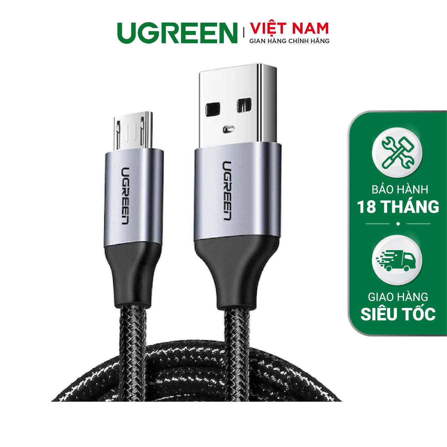 Cáp sạc nhanh Micro USB UGREEN US290 Sạc ổn định 2A - Vỏ sợi bện siêu bền – Ugreen Việt Nam
