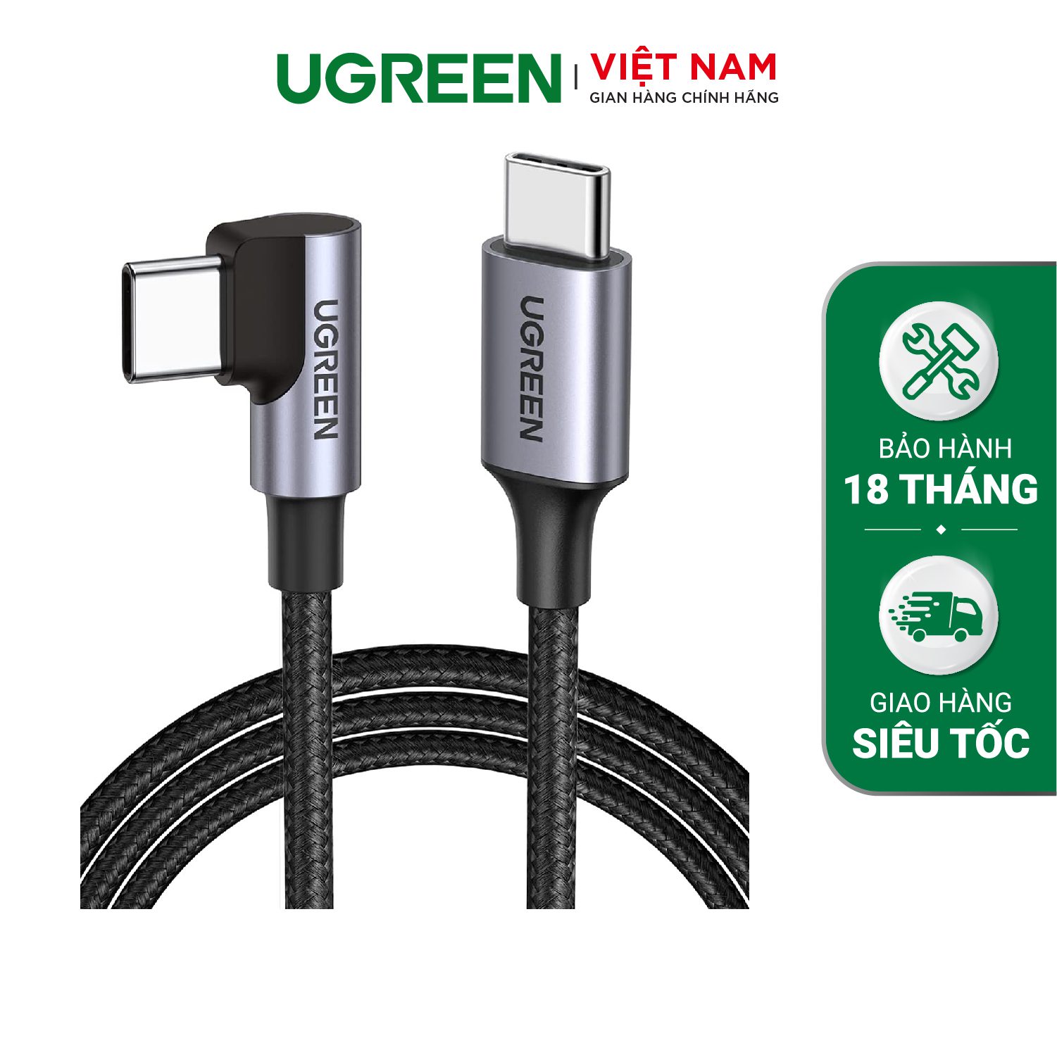 Cáp sạc nhanh PD60W UGREEN US255 - Đầu bẻ vuông góc chống gập gãy, Sạc nhanh chuẩn Quick Charge 3.0 dòng 3A – Ugreen Việt Nam