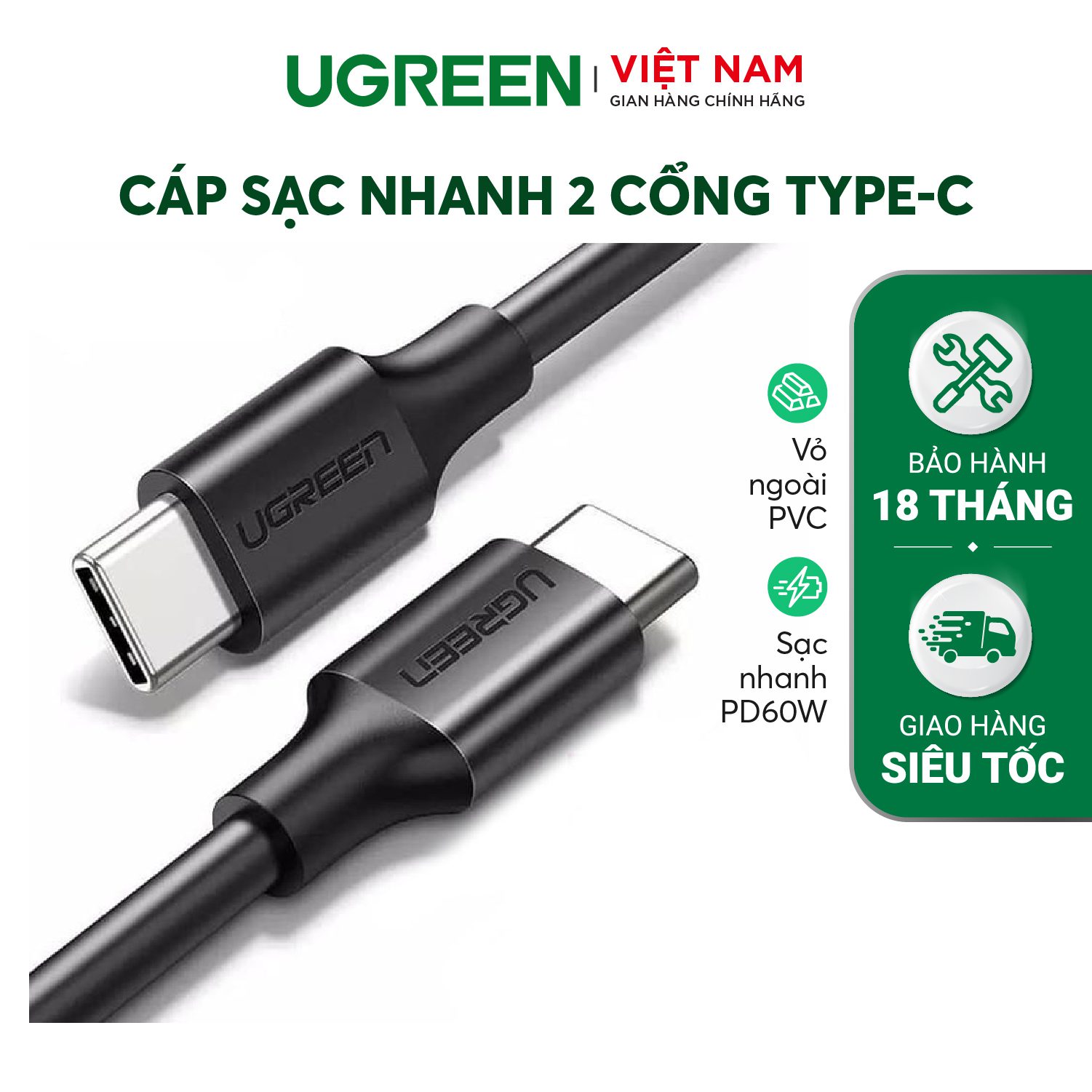 Cáp sạc nhanh Type C UGREEN US286 - Sạc nhanh dòng 3A, khả năng tương thích rộng, lõi đồng nguyên chất – Ugreen Việt Nam