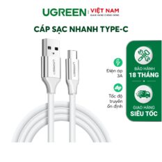 Cáp sạc nhanh Type C UGREEN US287 - Dòng sạc tối đa 3A, tương thích rộng với nhiều dòng điện thoại khác nhau - trắng-0.25-Type C