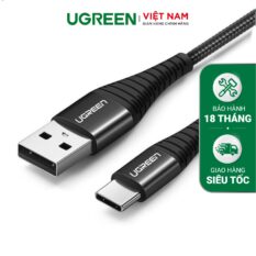 Cáp sạc nhanh Type C UGREEN US301 - Sạc nhanh Quick Charge 3.0 dòng 3A - Đầu cáp silicon chống gập gãy