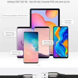 Cáp sạc nhanh Type C UGREEN US330 - Sạc nhanh Quick Charge 3.0 2.0 dòng 3A - Tốc độ truyền tải lên đến 480Mbps - Dây bện nylon dạng dẹt chắc chắn