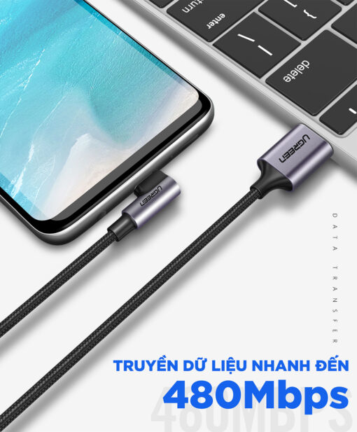 cap sac nhanh type c vuong goc ugreen vo ben us284 3