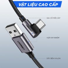 Cáp sạc nhanh type C vuông góc UGREEN vỏ bện US284 - 0.5m