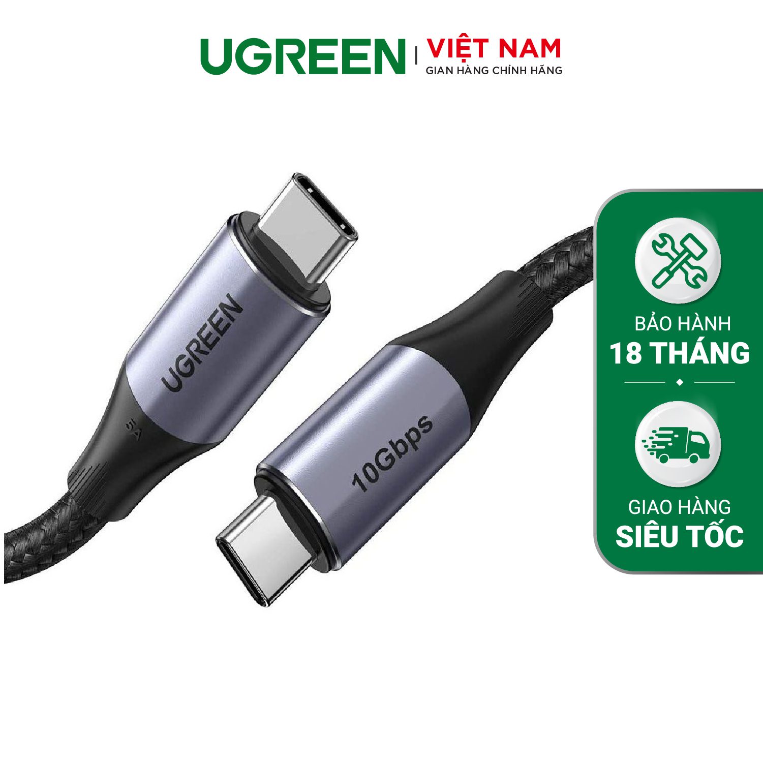 Cáp sạc nhanh UGREEN US355 Type-C sang Type-C - Sạc nhanh PD 100W Dòng 5A, tốc độ truyền lên đến 10Gbps – Ugreen Việt Nam