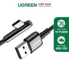 Cáp sạc Type-C UGREEN US313 Sạc nhanh QC 2.0 3.0 Dòng 3A - Đầu vẻ vuông góc chống gập gãy