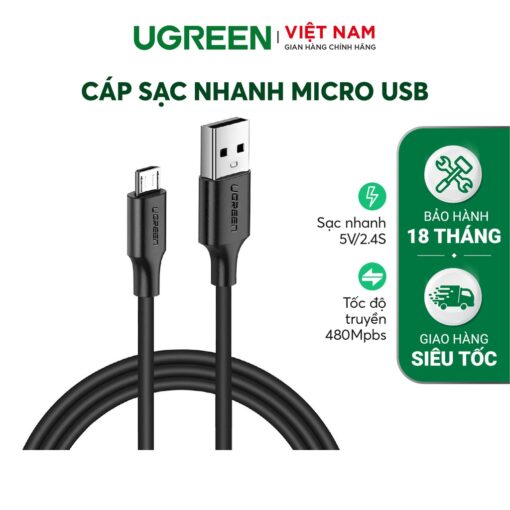 Cáp sạc Ugreen cổng Micro USB sạc nhanh 2.0A, truyền dữ liệu, US289