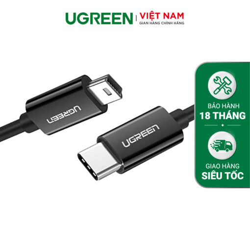 Cáp sạc USB Type-C to Mini USB dài 1m màu đen cao cấp Ugreen US242 50445