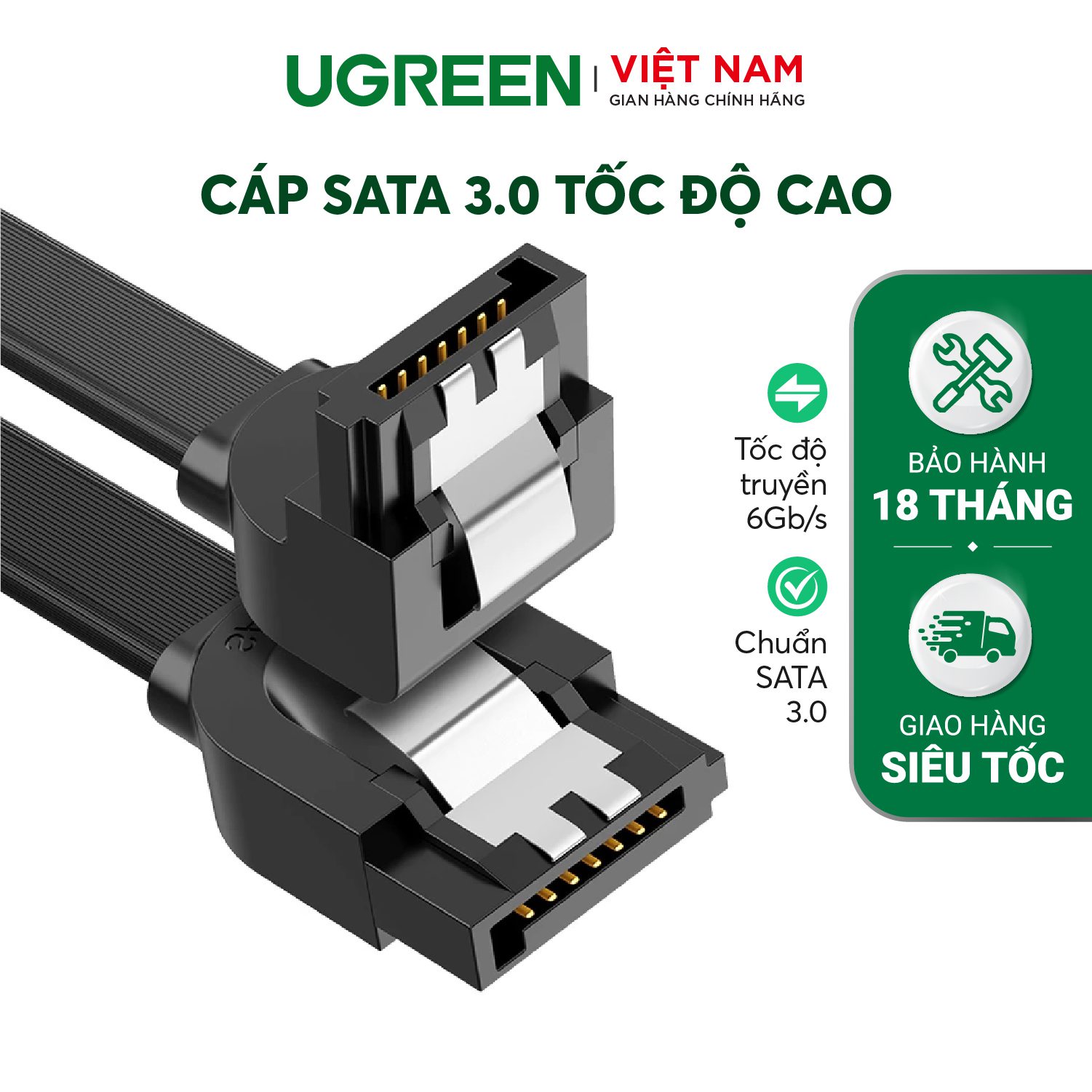 Cáp SATA 3.0 truyền tốc độ cao 6Gb/s dài 0.5m UGREEN US217 – Ugreen Việt Nam