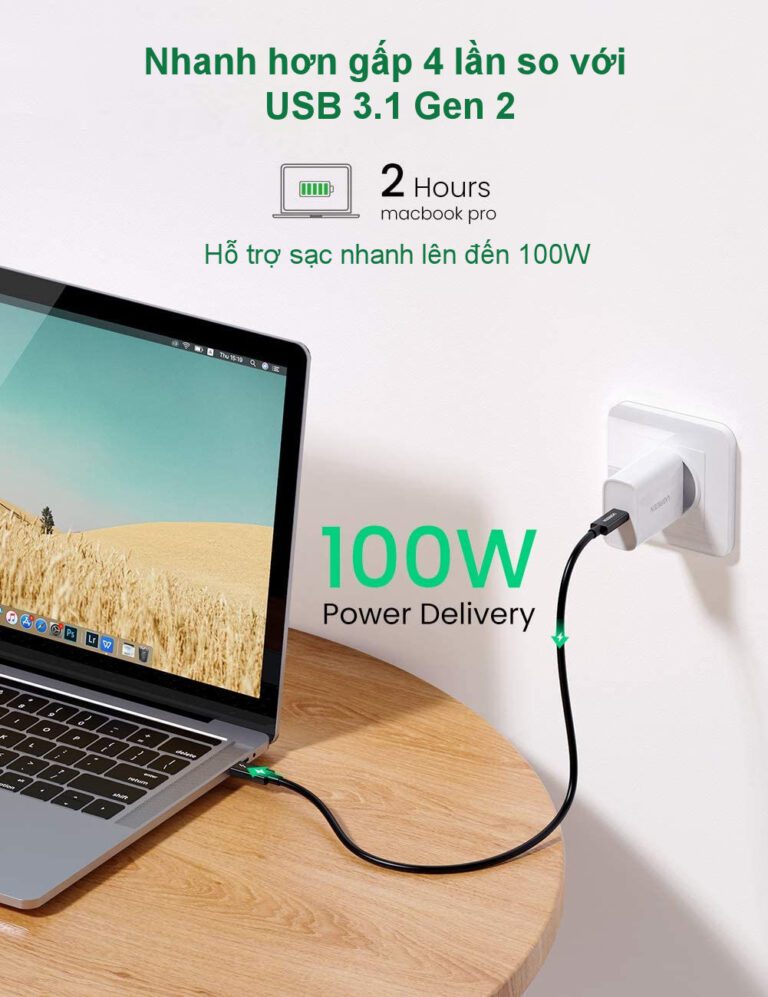 Cáp Thunderbolt 3 Gen 3 UGREEN US341 - Tốc độ truyền 40Gbps, sạc nhanh PD100W - Hỗ trợ xuất hình ảnh 5K@60Hz - Hình ảnh 7